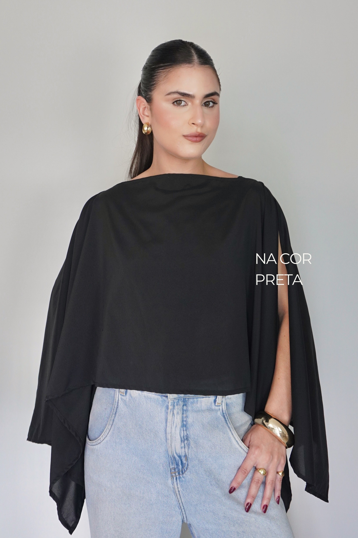BATA CAPA AMÉLIA PRETA - Fluída com Top