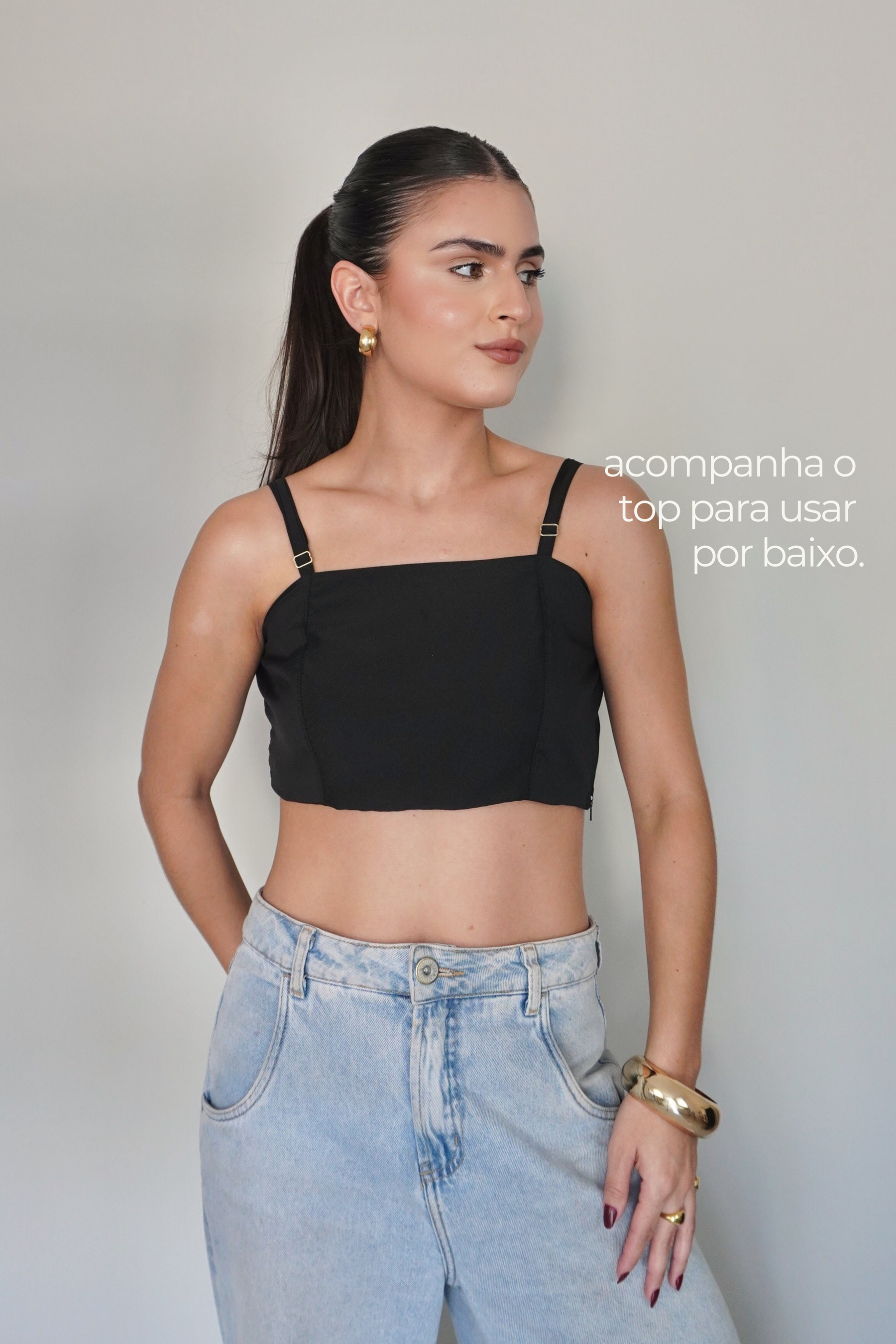 BATA CAPA AMÉLIA PRETA - Fluída com Top