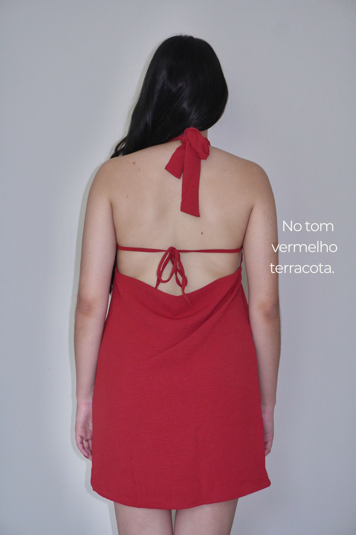 VESTIDO BRISA TERRACOTA - Curto com decote nas costas