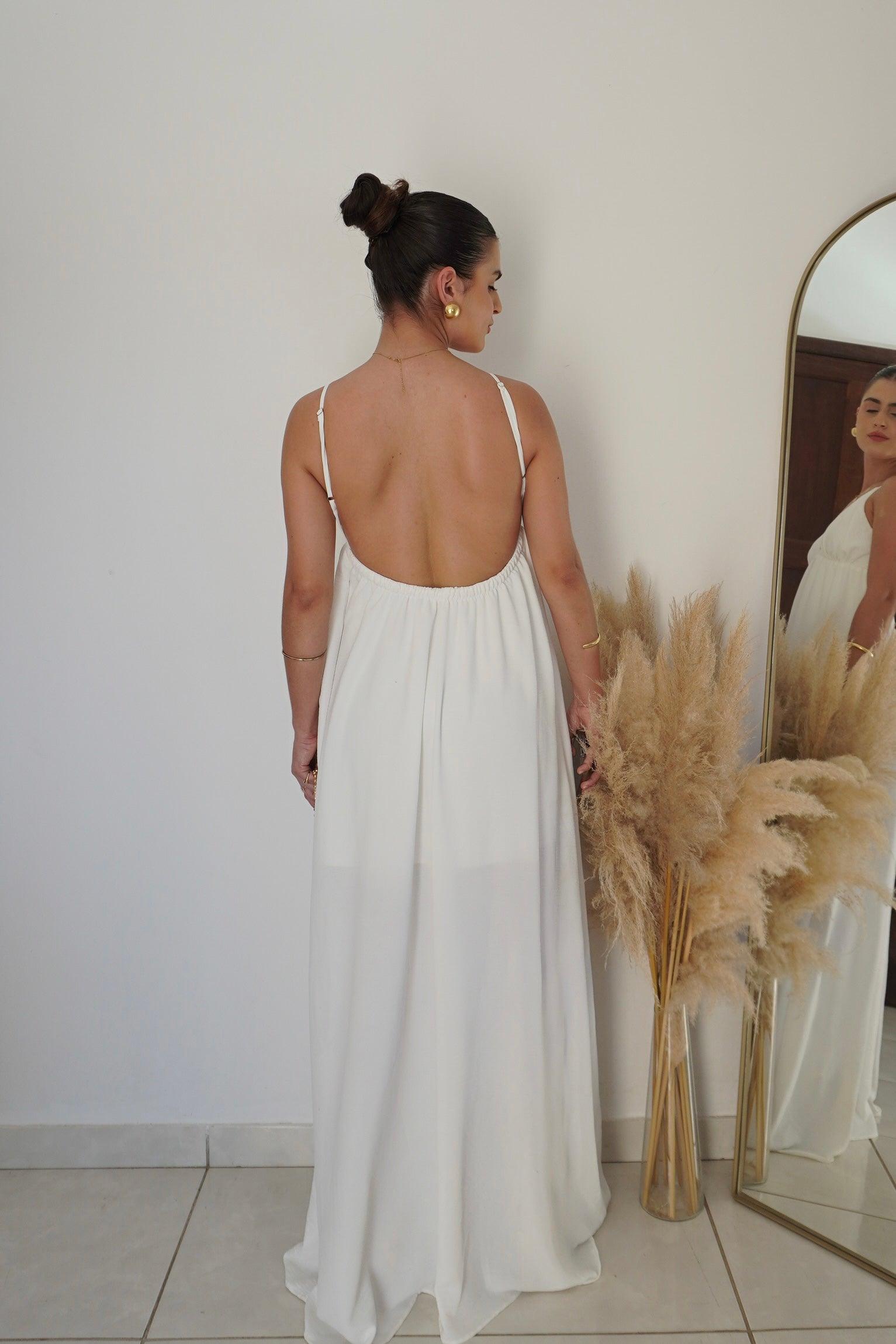VESTIDO JANE BRANCO - Longo com Decote em V