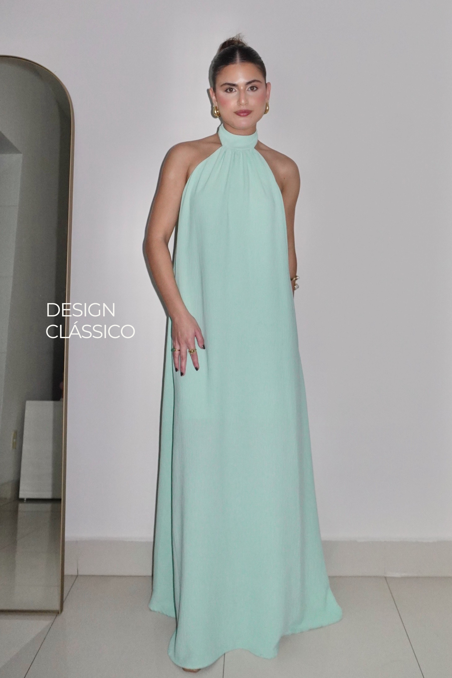 VESTIDO JADE AZUL TIFFANY - Longo com decote nas costas