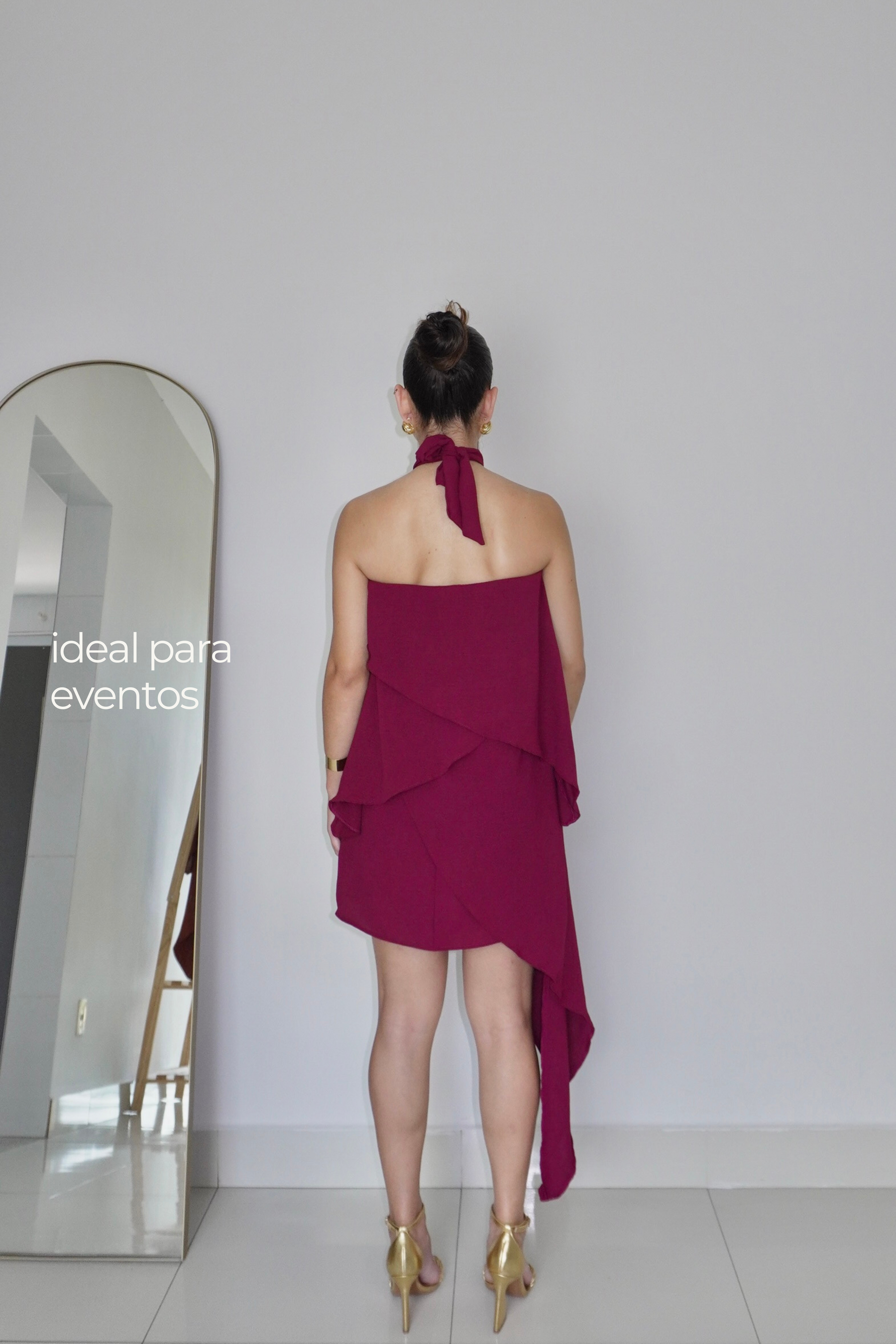 VESTIDO SOL MARSALA - Curto com babados