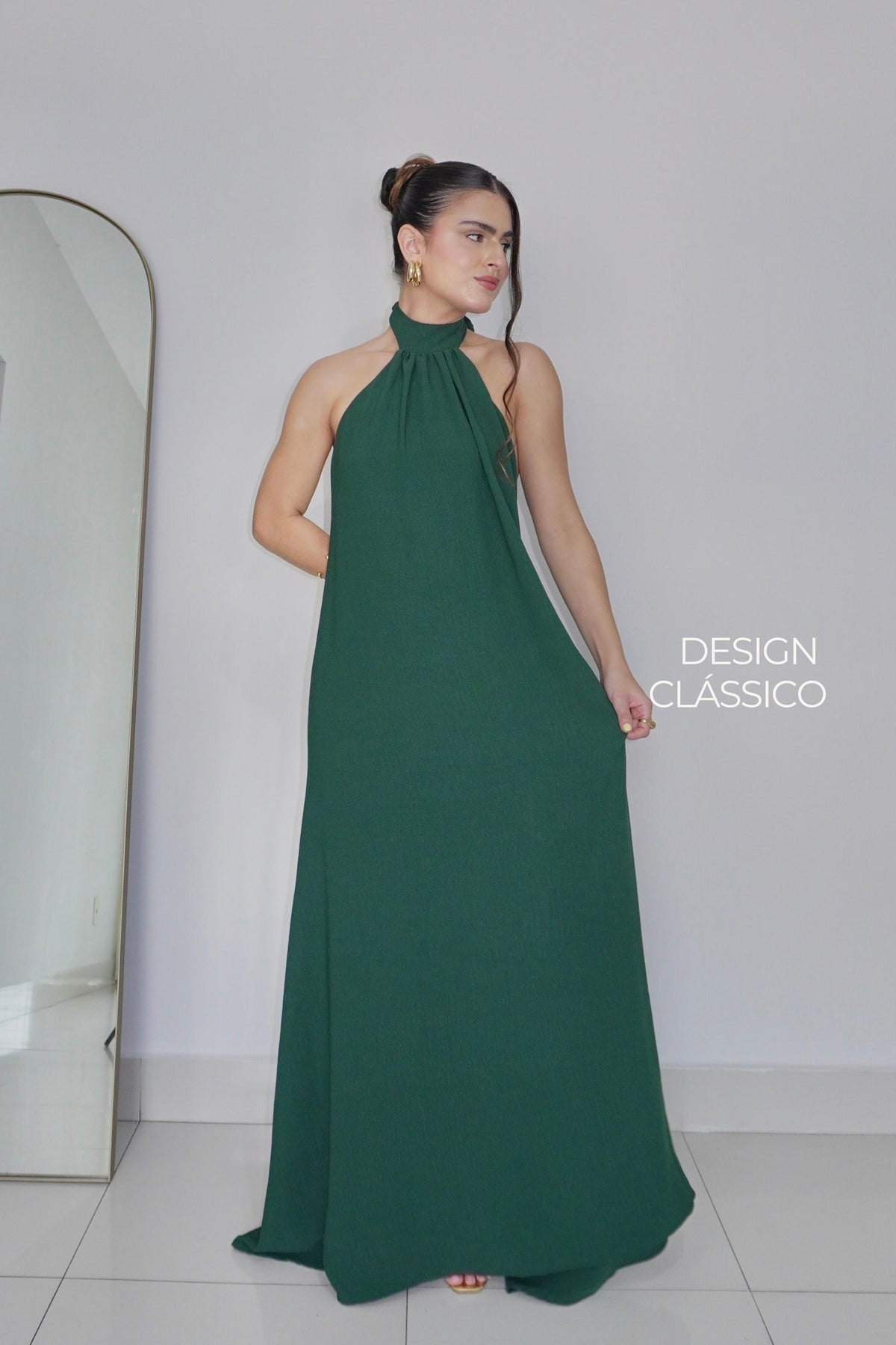VESTIDO JADE VERDE ESMERALDA - Longo com decote nas costas