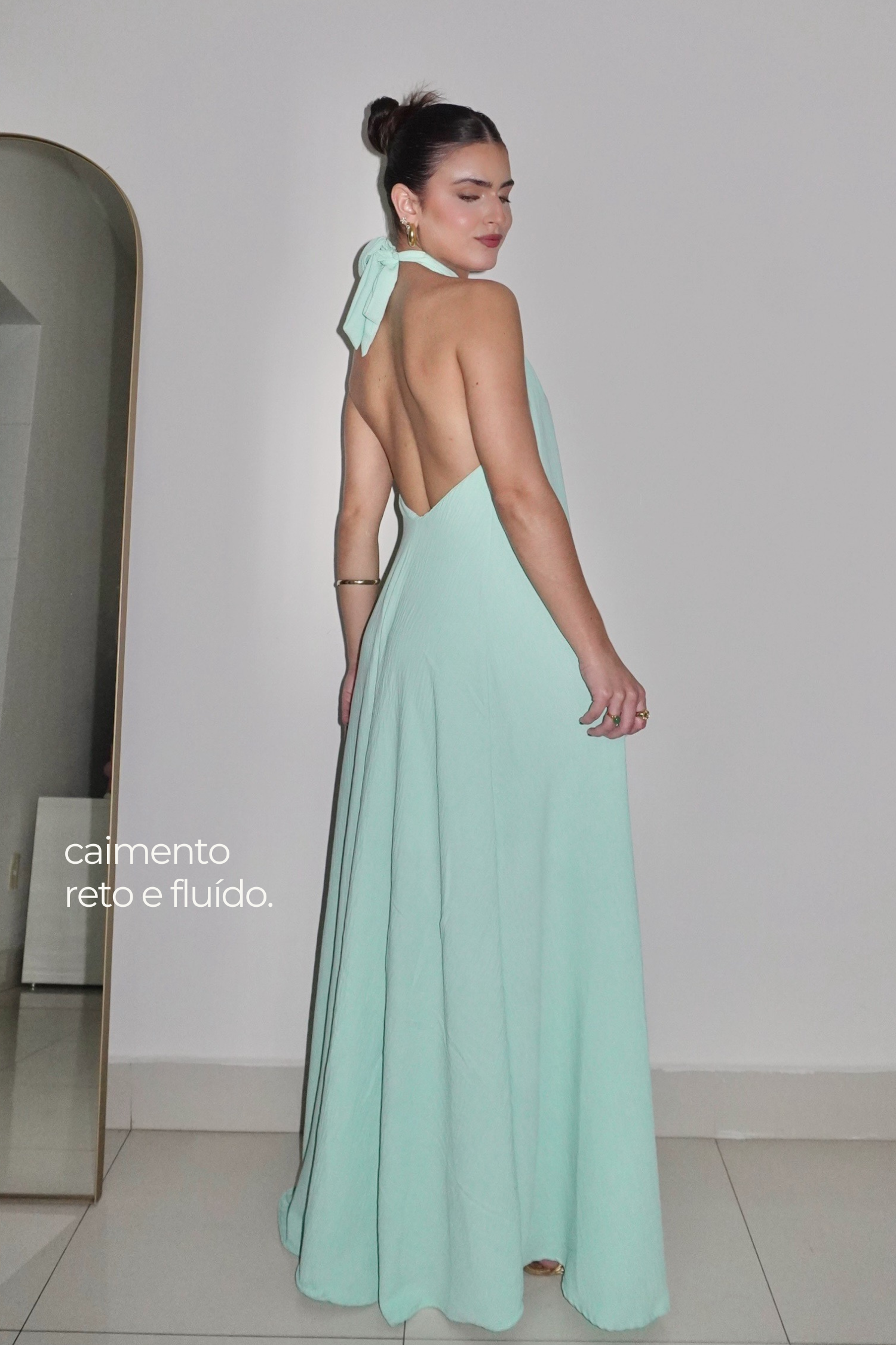 VESTIDO JADE AZUL TIFFANY - Longo com decote nas costas