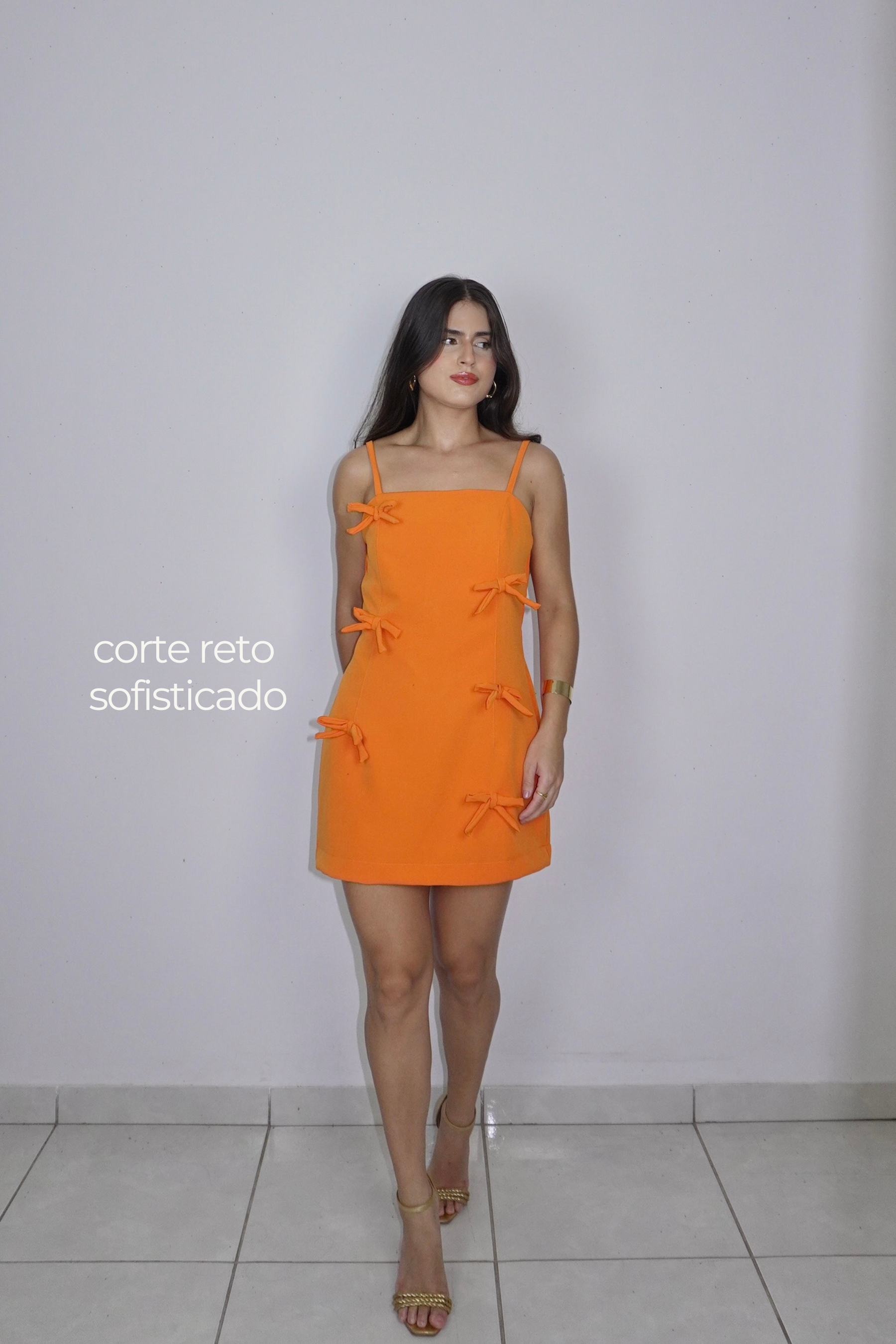 VESTIDO LIA LARANJA - Curto com laços