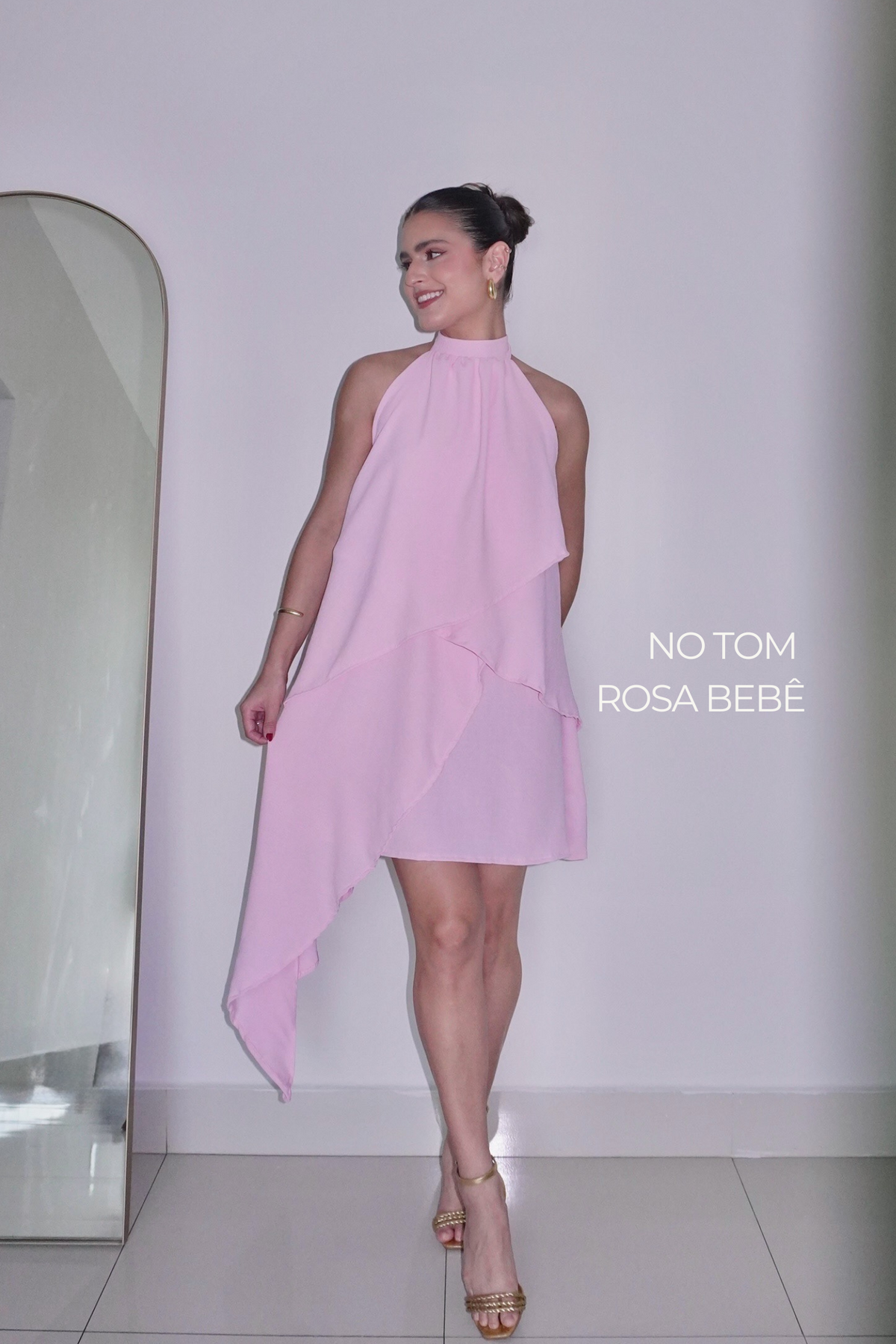 VESTIDO SOL ROSA BEBÊ - Curto com babados