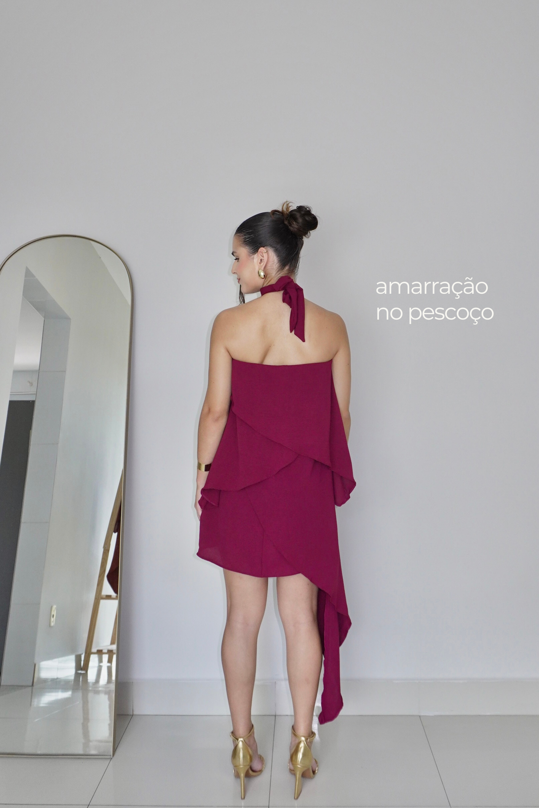 VESTIDO SOL MARSALA - Curto com babados