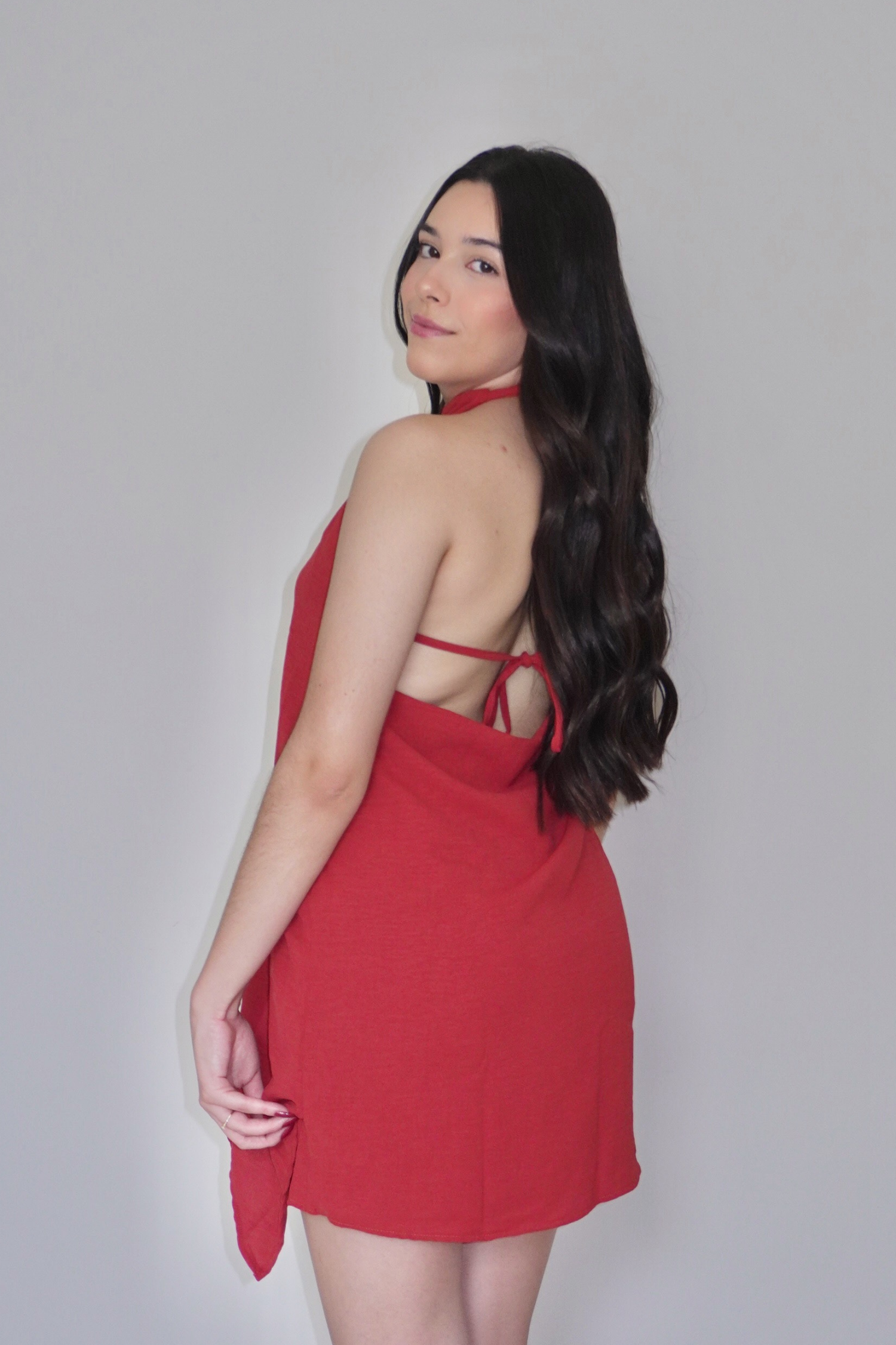 VESTIDO BRISA TERRACOTA - Curto com decote nas costas