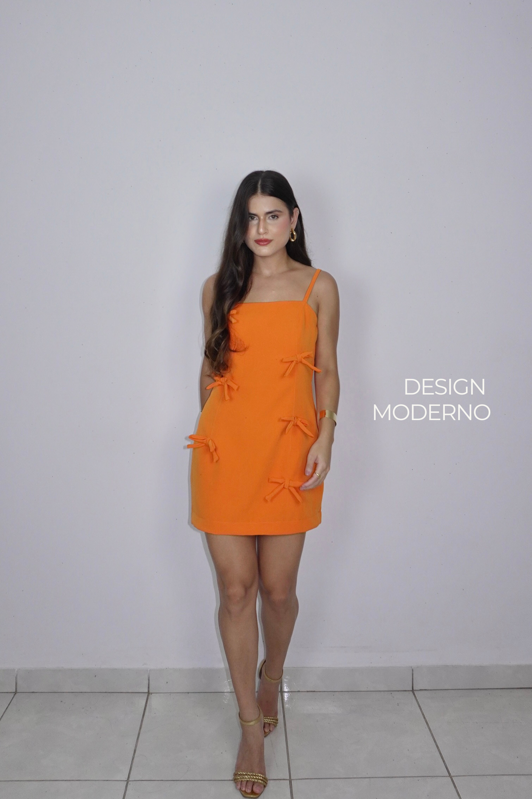 VESTIDO LIA LARANJA - Curto com laços