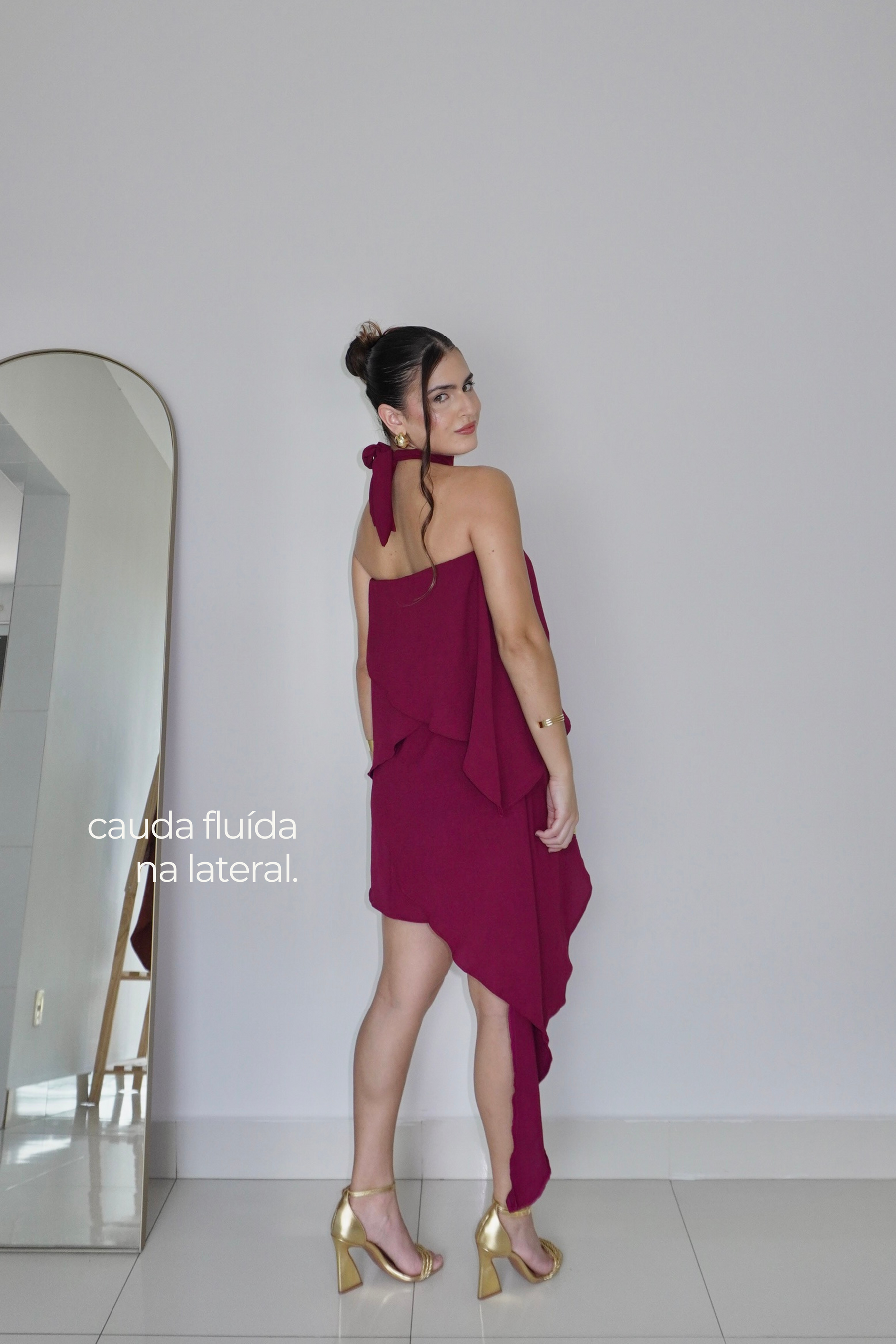 VESTIDO SOL MARSALA - Curto com babados