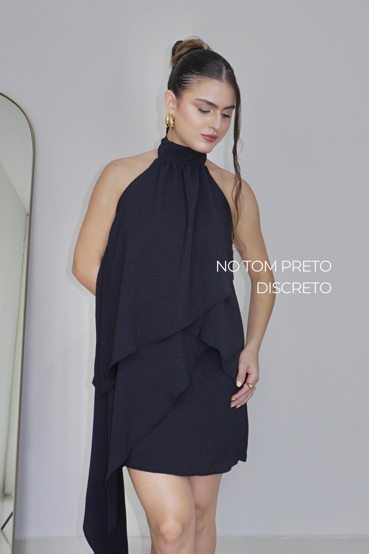 VESTIDO SOL PRETO - Curto com babados