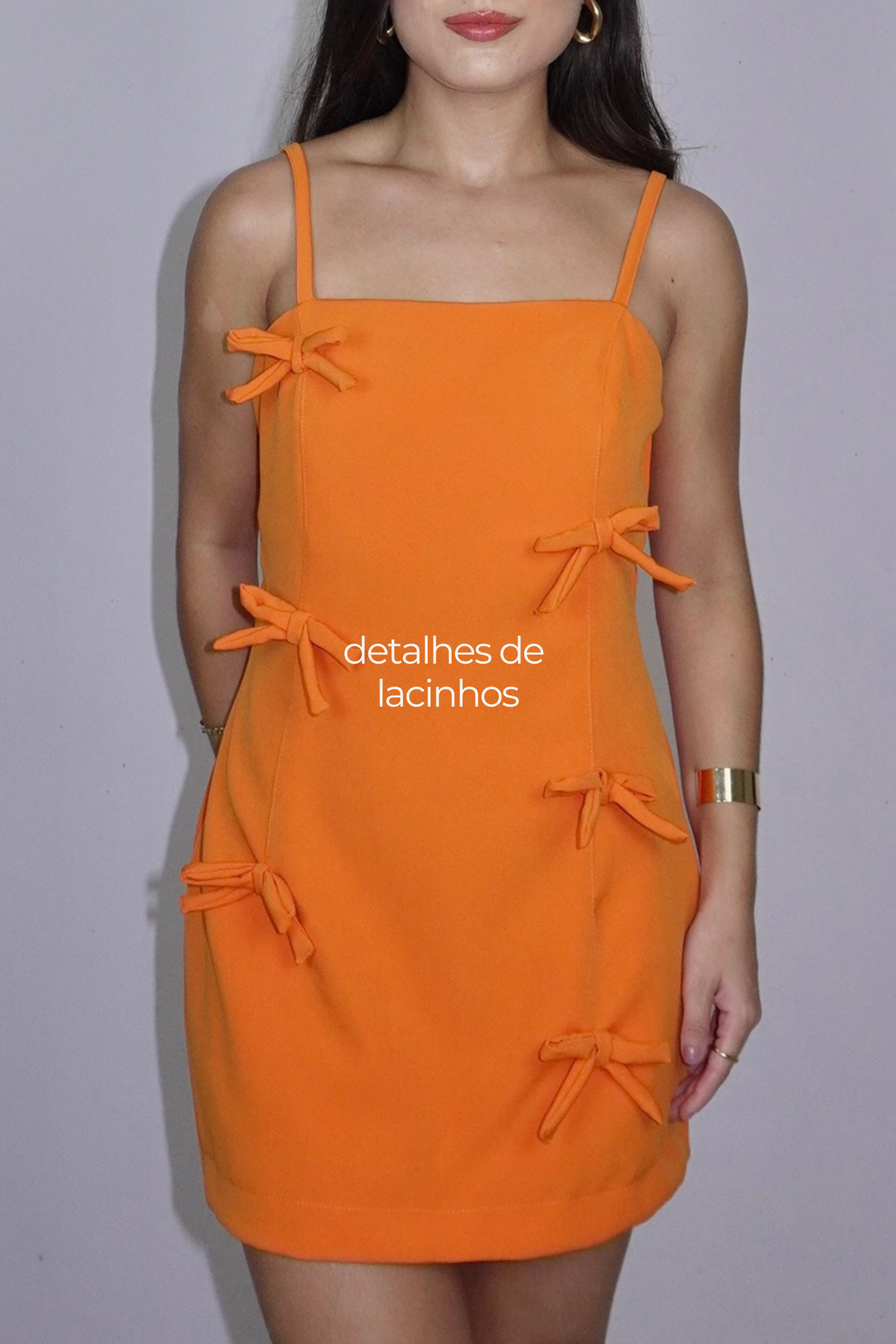 VESTIDO LIA LARANJA - Curto com laços