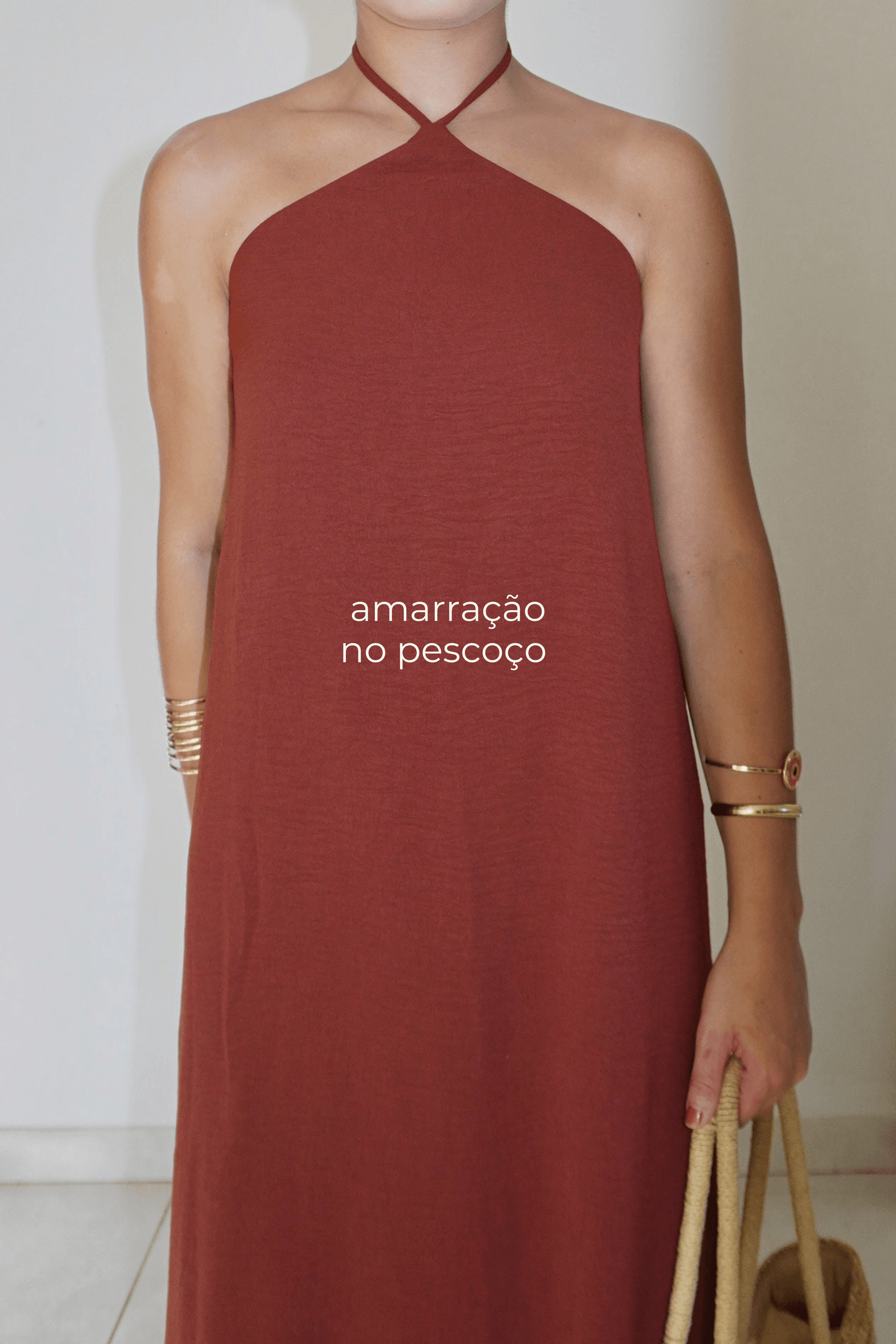 VESTIDO CLÉO MARROM QUENTE - Midi com caimento reto