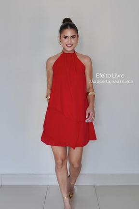 VESTIDO QUARTZO VERMELHO - Efeito Livre, curto com camadas
