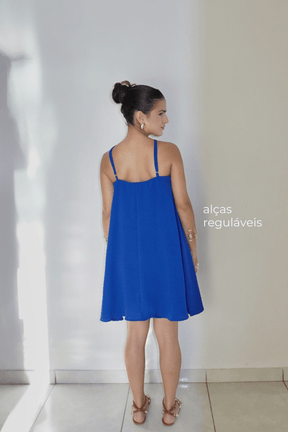 VESTIDO CELESTE AZUL ROYAL - Curto com alça regulável