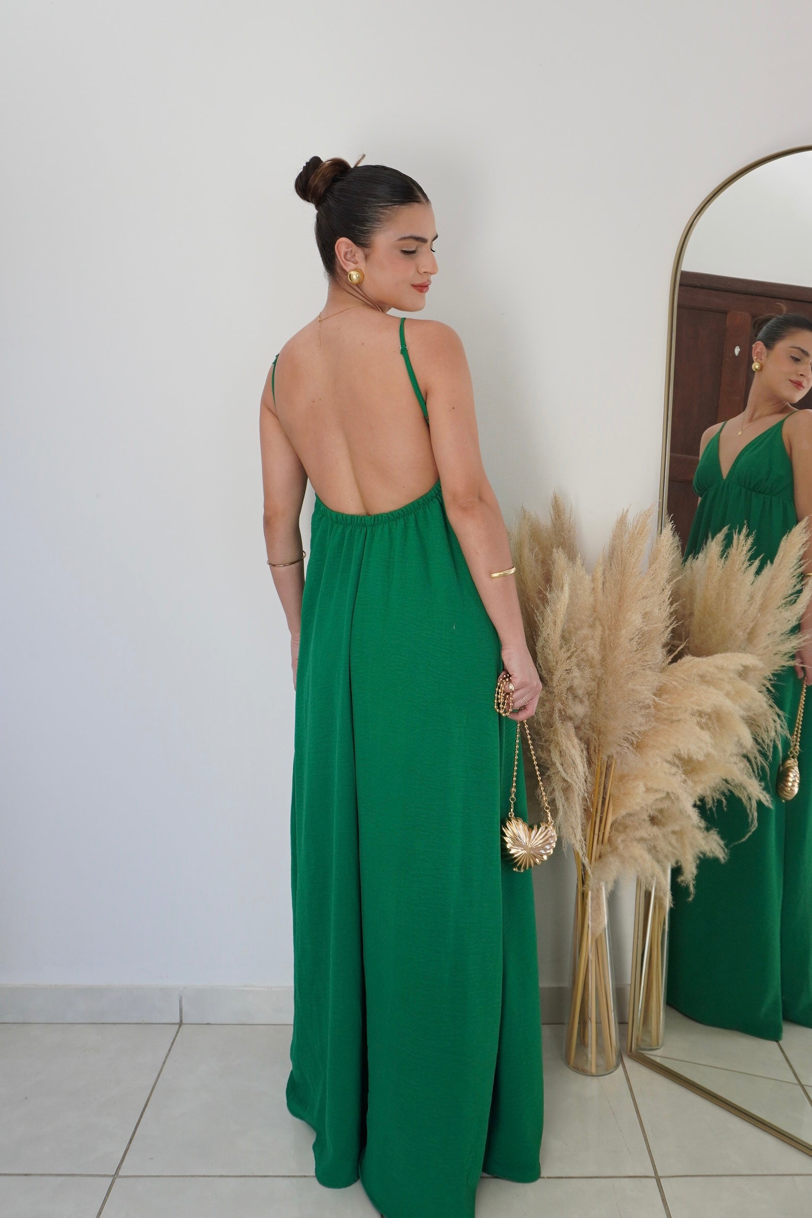 VESTIDO JANE VERDE - Longo com Decote em V