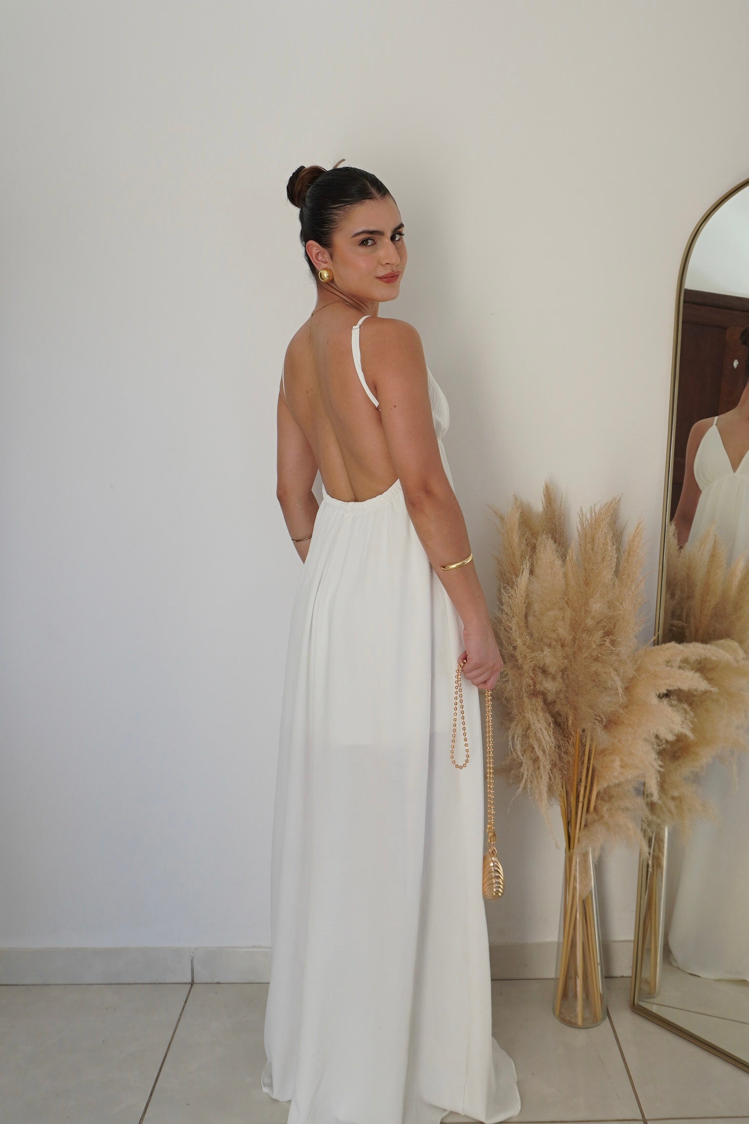 VESTIDO JANE BRANCO - Longo com Decote em V