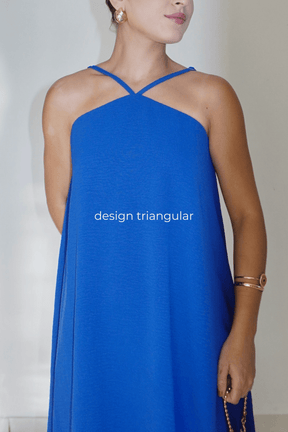 VESTIDO CELESTE AZUL ROYAL - Curto com alça regulável