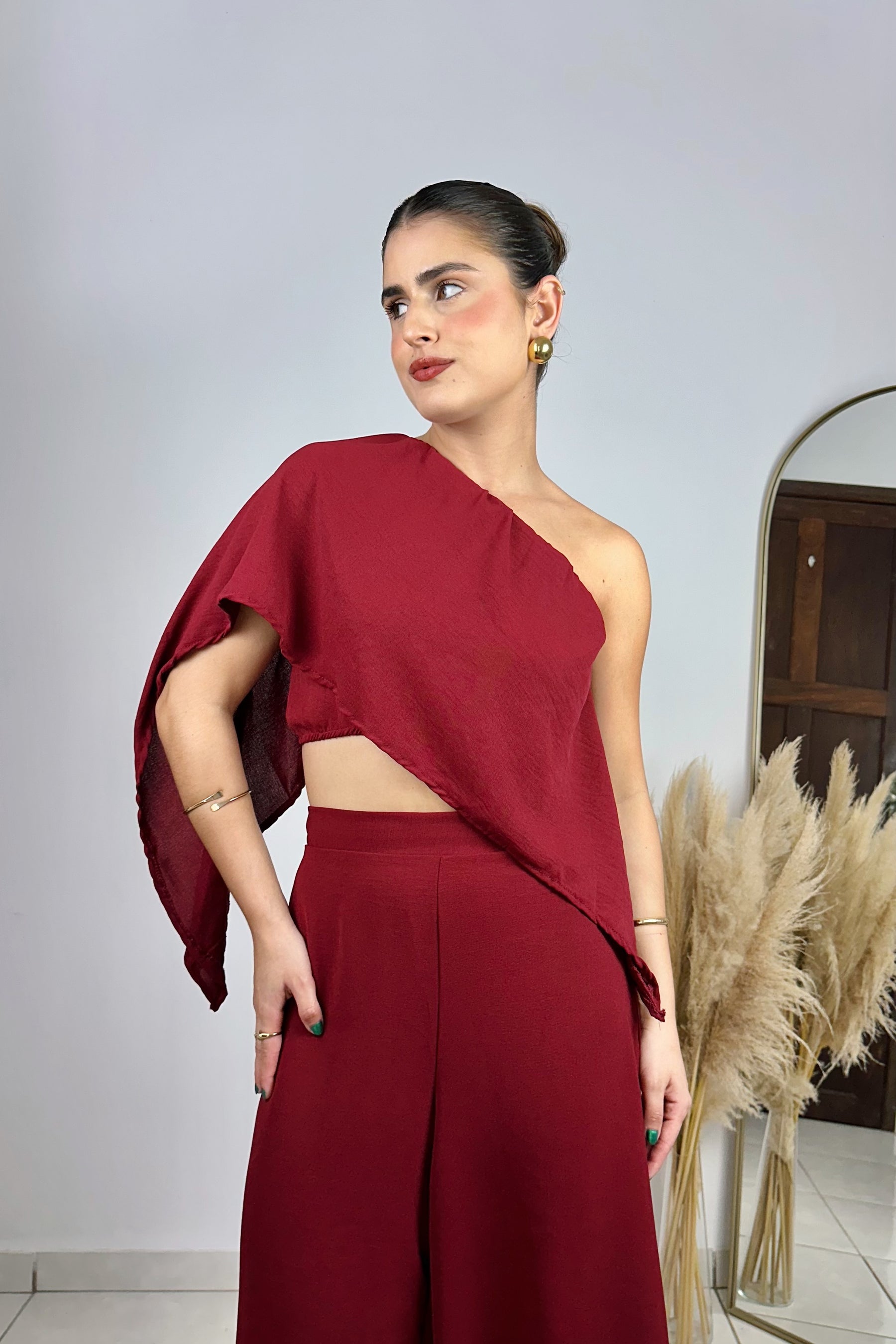 CONJUNTO GRÉCIA VERMELHO CEREJA