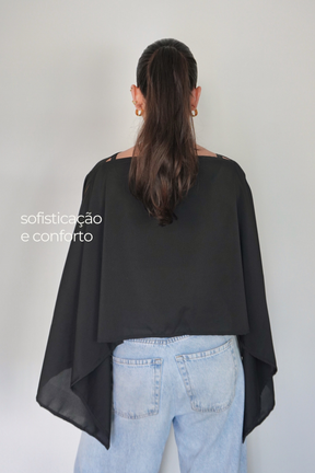BATA CAPA AMÉLIA PRETA - Fluída com Top