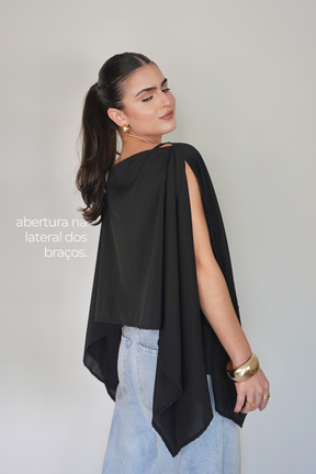 BATA CAPA AMÉLIA PRETA - Fluída com Top