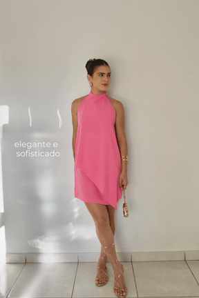 VESTIDO BRISA ROSA - Curto com decote nas costas