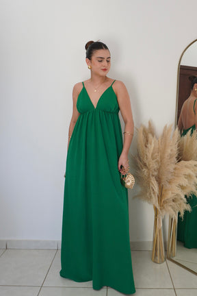 VESTIDO JANE VERDE - Longo com Decote em V