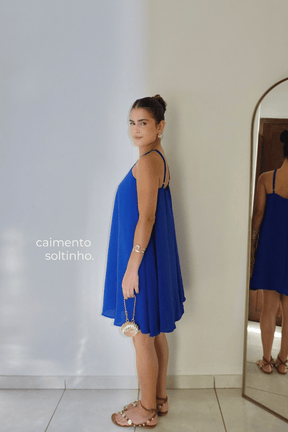 VESTIDO CELESTE AZUL ROYAL - Curto com alça regulável