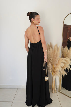 VESTIDO JANE PRETO - Longo com Decote em V