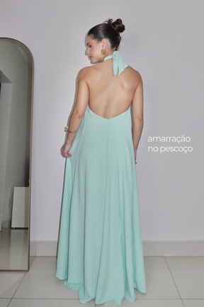 VESTIDO JADE AZUL TIFFANY - Longo com decote nas costas