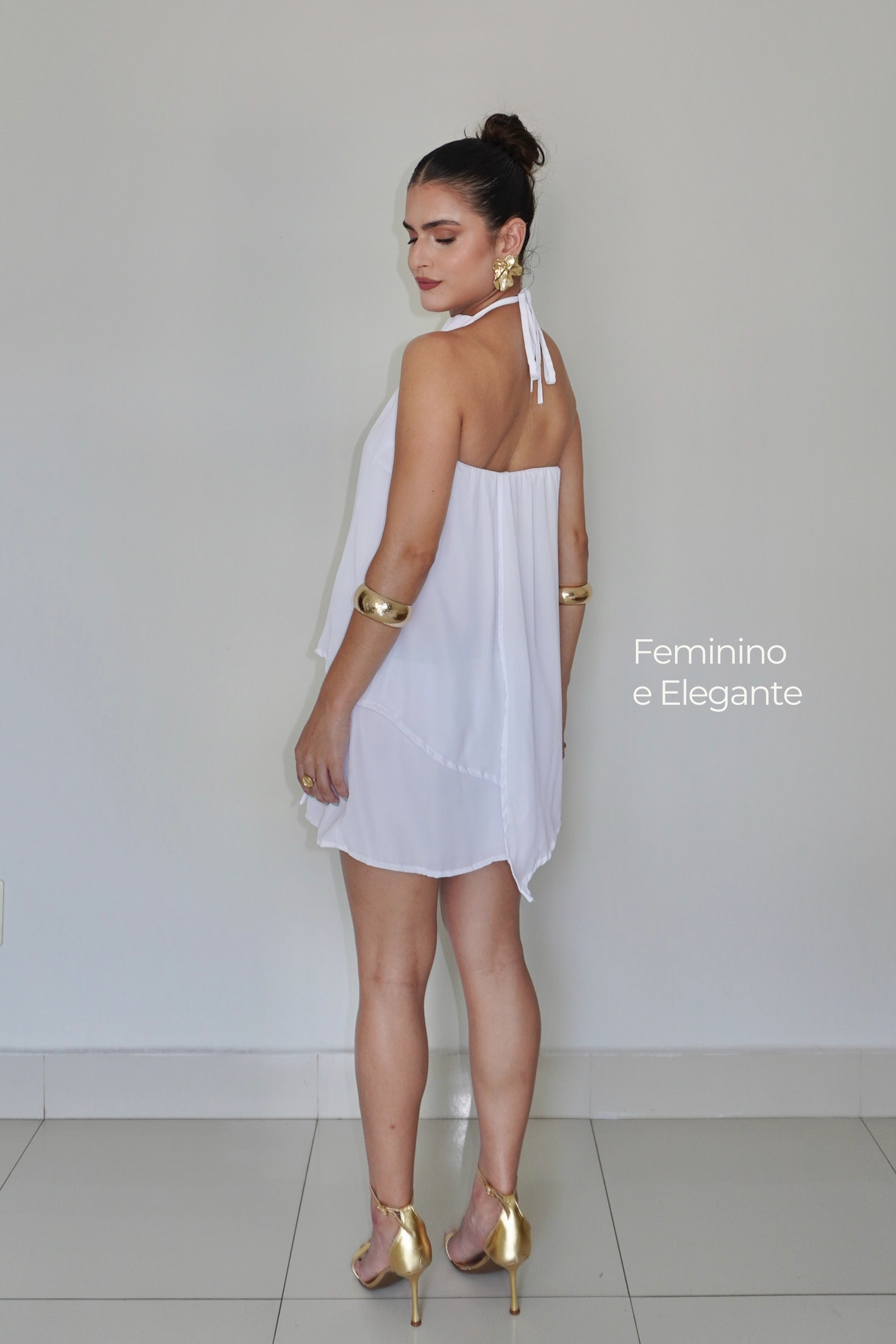 VESTIDO QUARTZO BRANCO - Efeito Livre, curto com camadas
