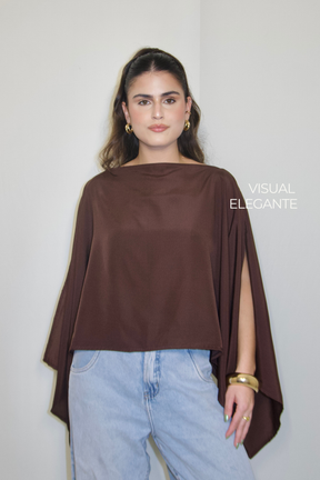 BATA CAPA AMÉLIA MARROM - Fluída com Top