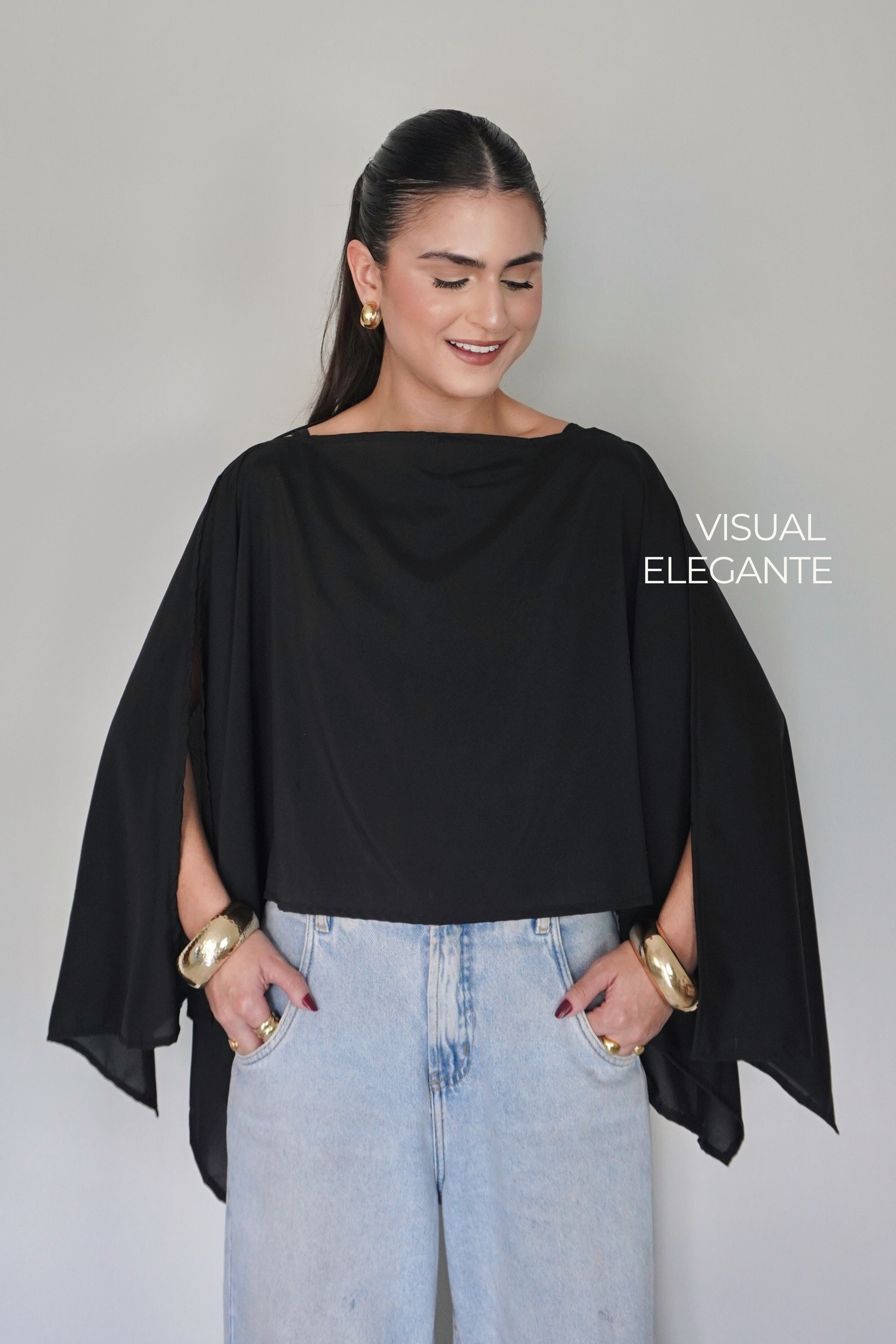 BATA CAPA AMÉLIA PRETA - Fluída com Top