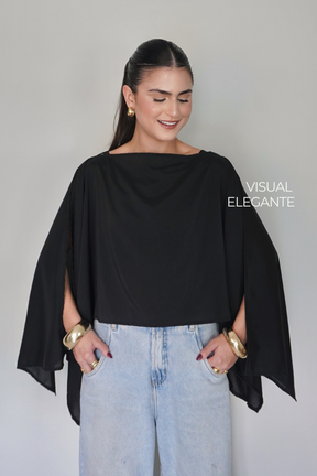 BATA CAPA AMÉLIA PRETA - Fluída com Top