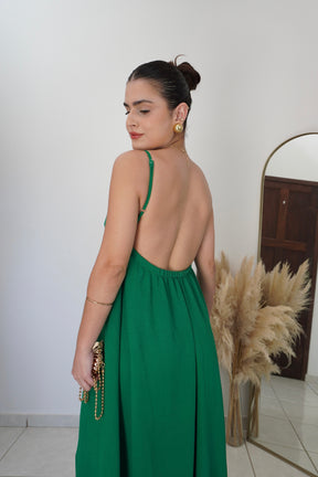 VESTIDO JANE VERDE - Longo com Decote em V