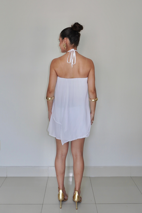 VESTIDO QUARTZO BRANCO - Efeito Livre, curto com camadas