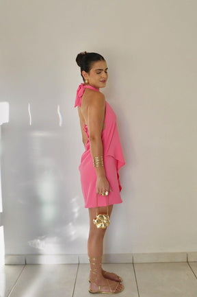 VESTIDO BRISA ROSA - Curto com decote nas costas