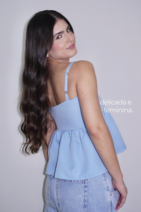 BLUSA ELLA PEPLUM AZUL BEBÊ - Com alça regulável e zíper na lateral