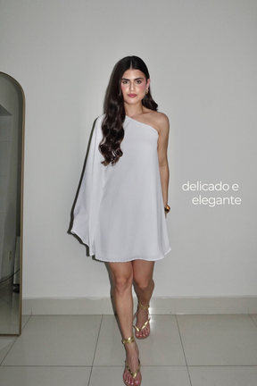 VESTIDO NINA BRANCO - Curto com manga única