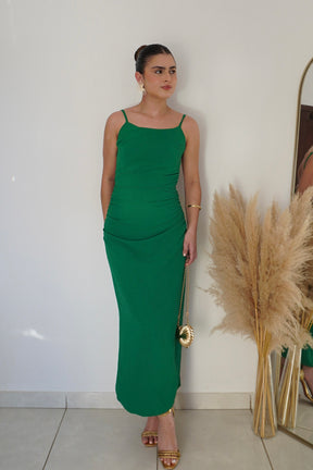 VESTIDO JASMIN VERDE - Decote nas Costas Midi