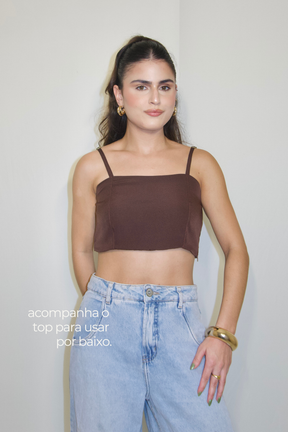 BATA CAPA AMÉLIA MARROM - Fluída com Top