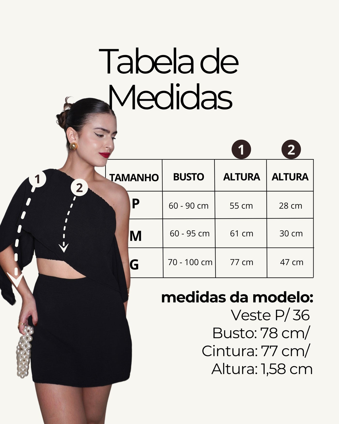 Tabela de medidas do produto