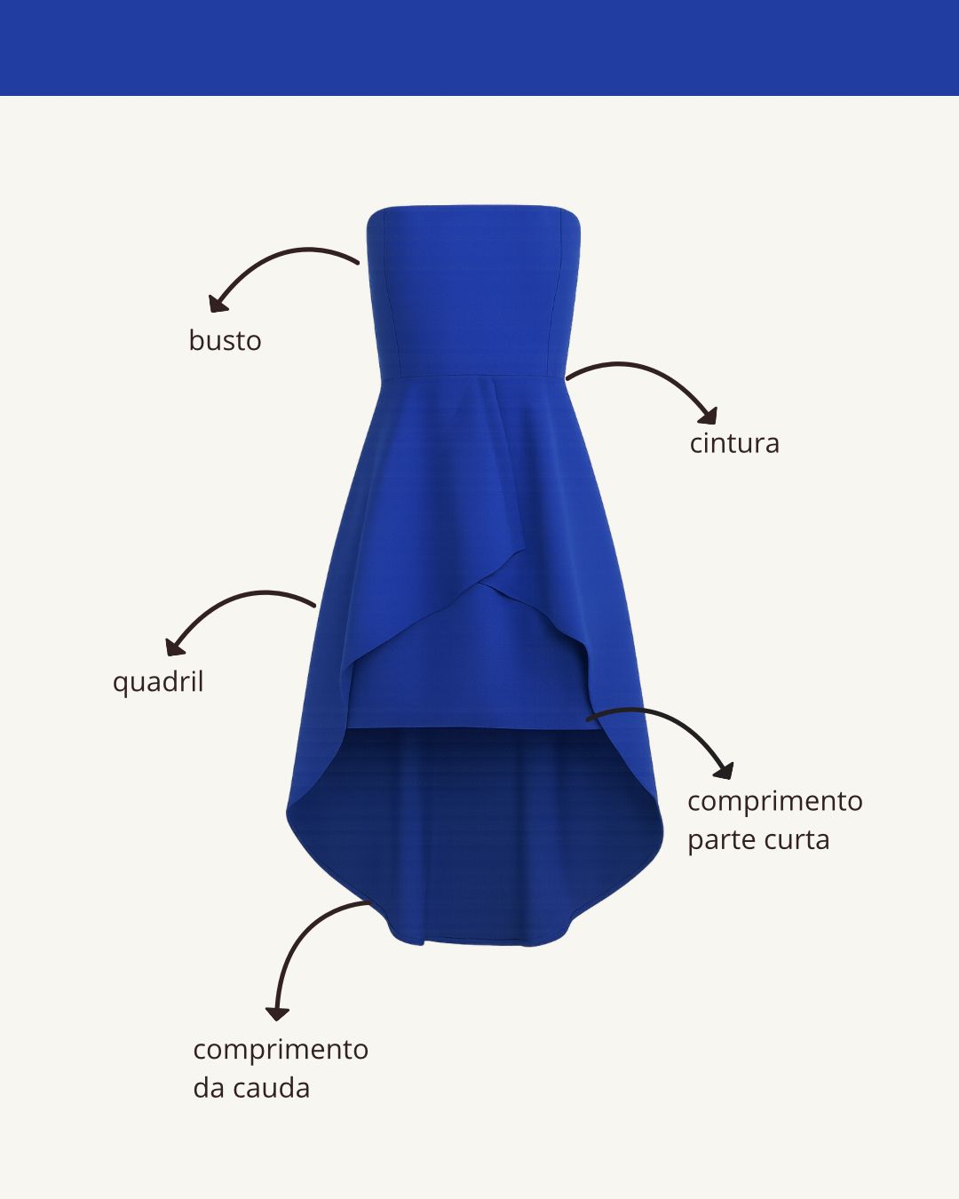 Tabela de medidas do produto