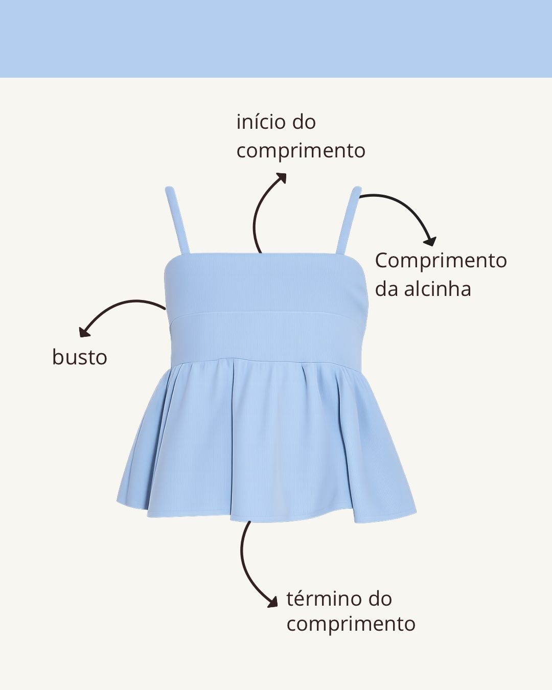 Tabela de medidas do produto