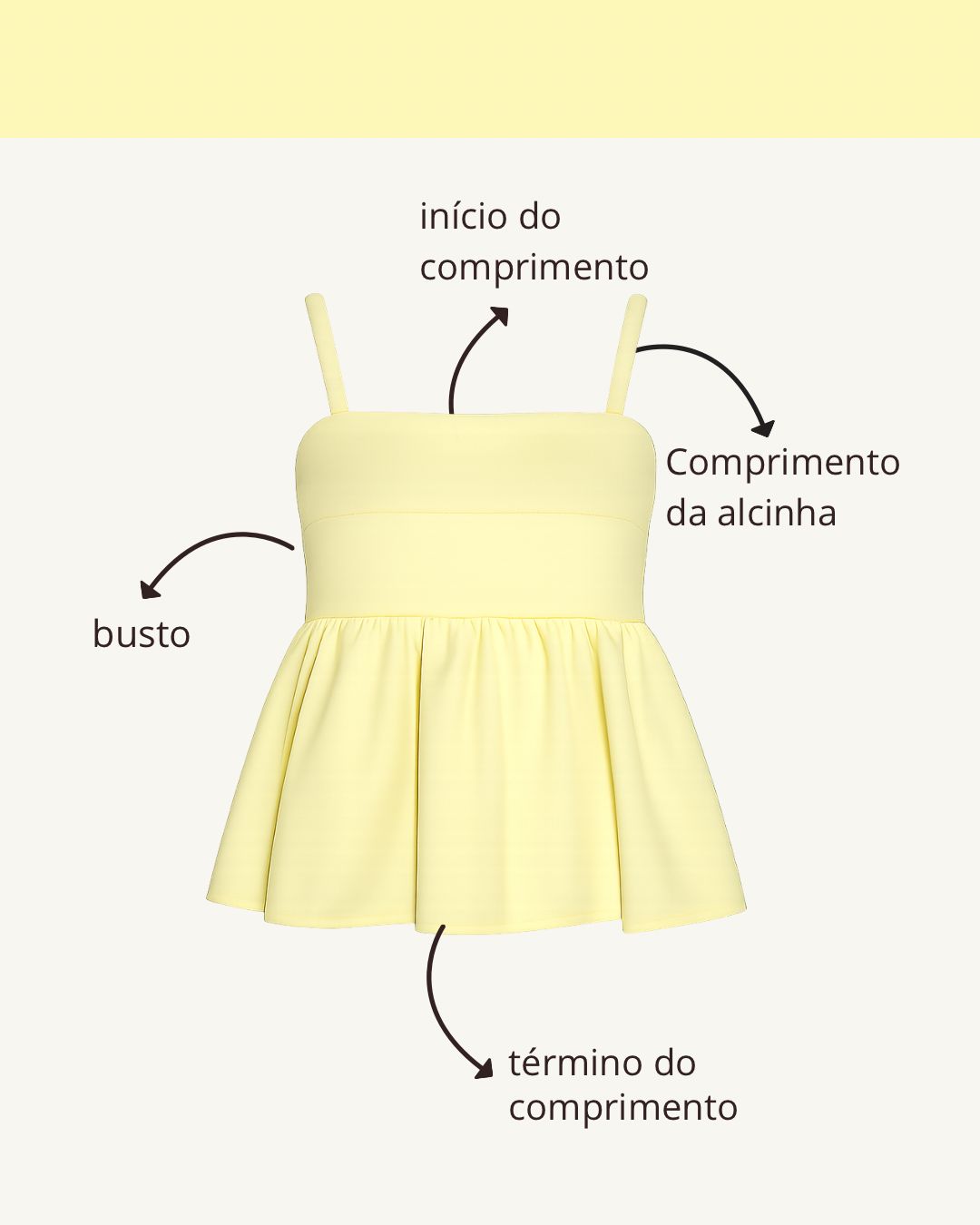 Tabela de medidas do produto