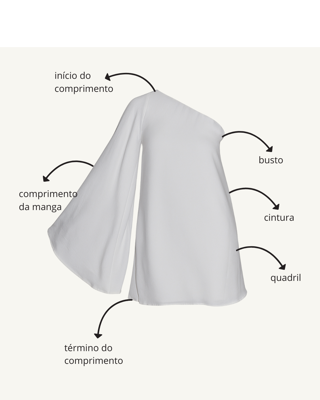 Tabela de medidas do produto