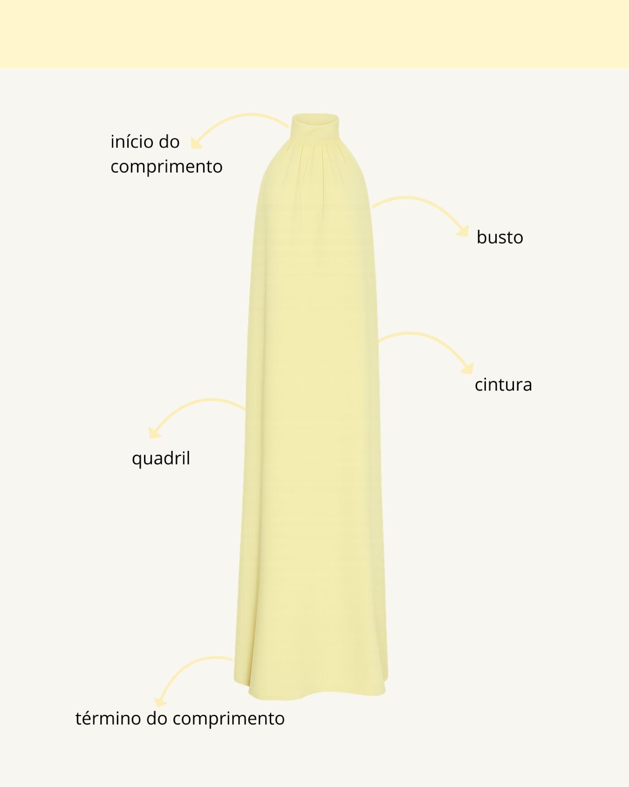 Tabela de medidas do produto