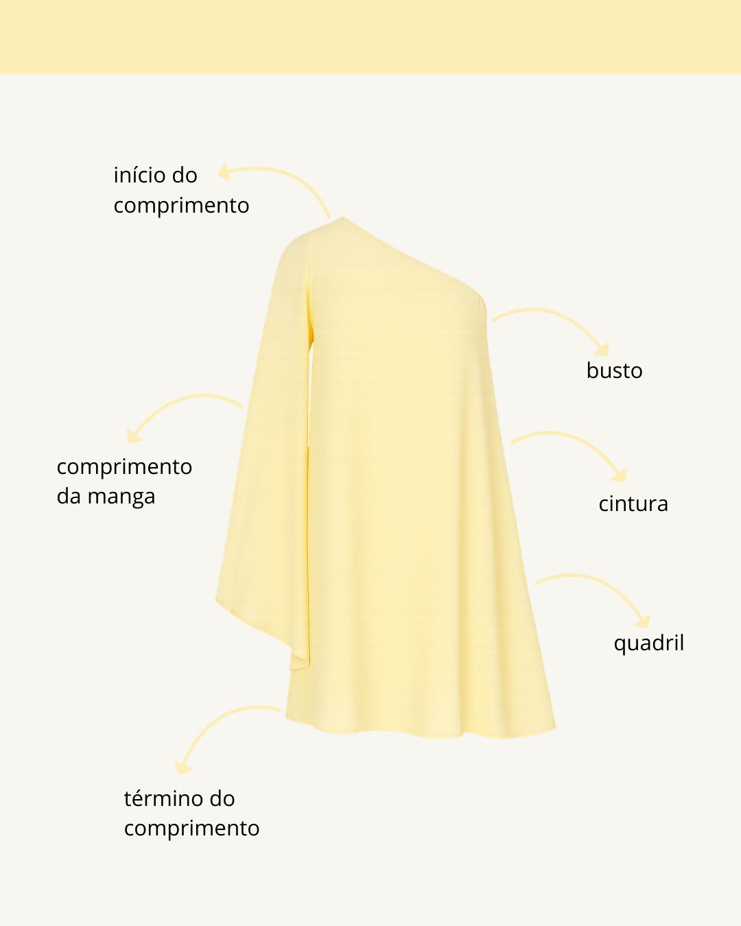 Tabela de medidas do produto