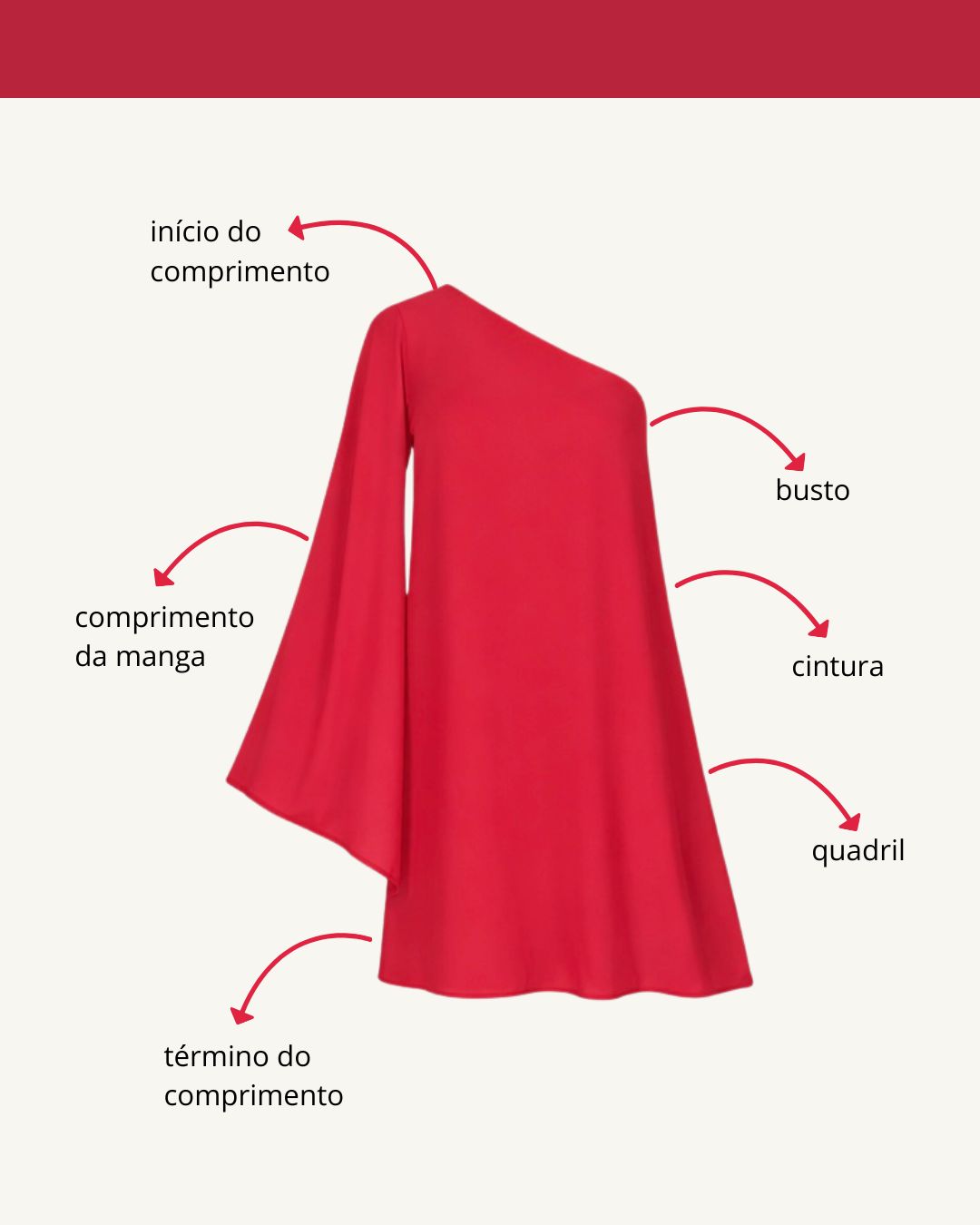 Tabela de medidas do produto