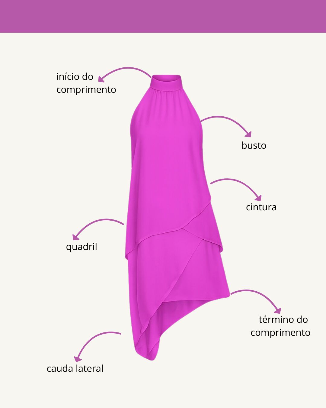 Tabela de medidas do produto